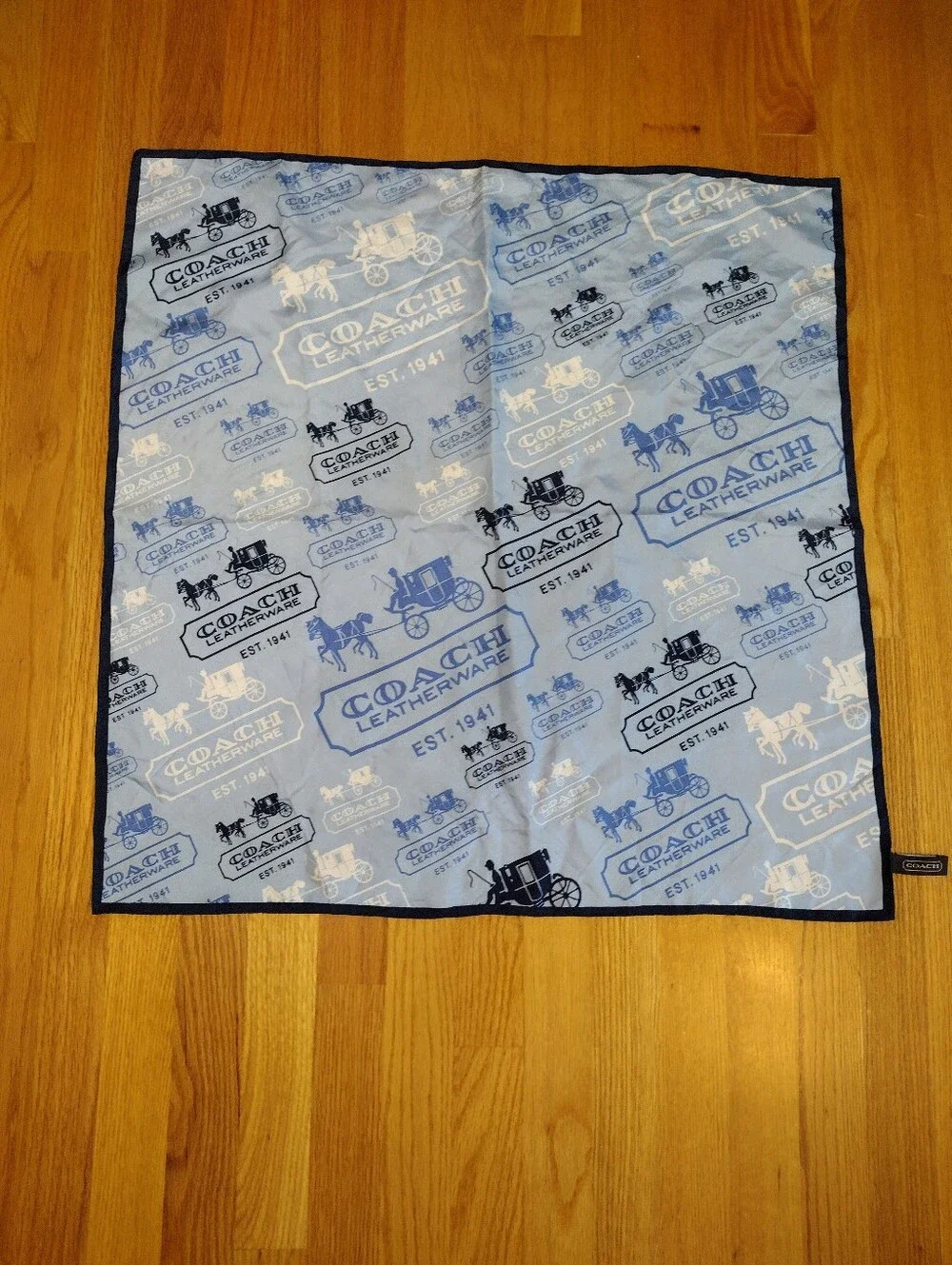 COACH Blue White 100% Silk 27